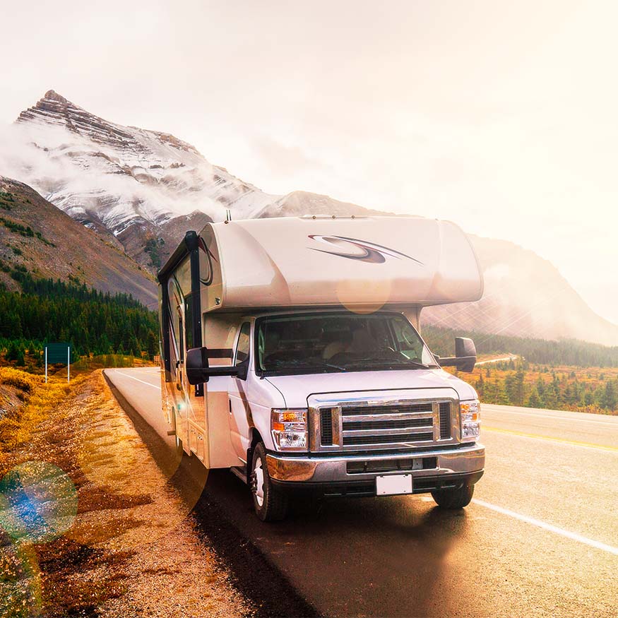 rv driving down the road